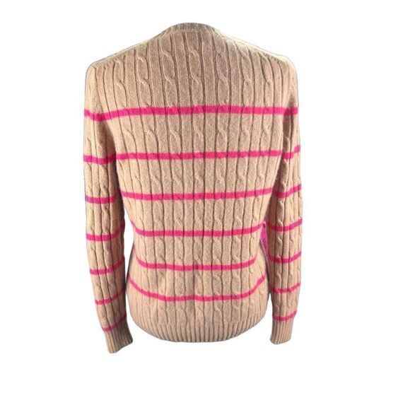 Vineyard Vines Cashmere Coral Lane Cable Sweater Caramel Pink Striped Size M - Picture 4 of 6